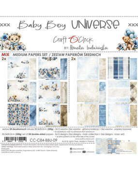 Craft O'Clock PRE-ORDER Baby Boy Universe 8x8 Inch Medium Papers Set (CC-C84-BBU-09) Craft O'Clock PRE-ORDER Baby Boy Universe 8x8 Inch Medium Papers Set (CC-C84-BBU-09)