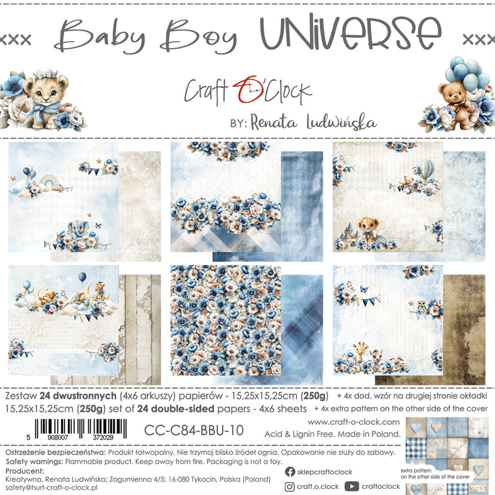 Craft O'Clock PRE-ORDER Baby Boy Universe 6x6 Inch Paper Set (CC-C84-BBU-10)