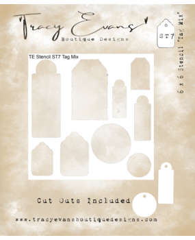 Tracy Evans Tag Mix 6x6 Inch Stencil (ST007)