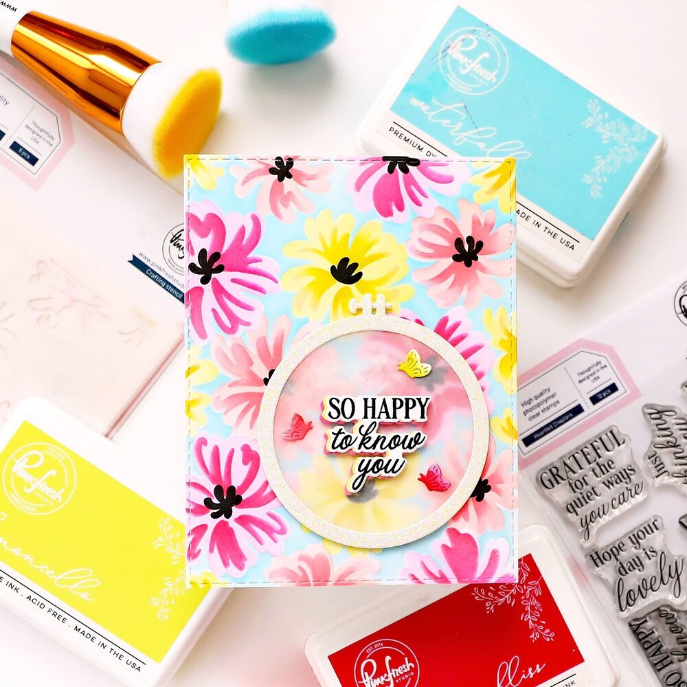 Pinkfresh Studio Artful Foundations Stencil Petal Pop (309125)