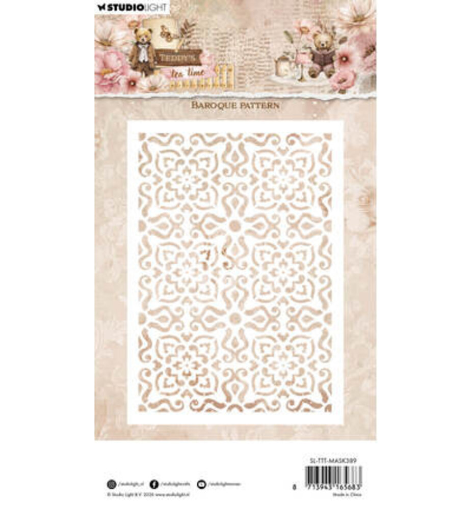 Studio Light Teddy's Tea Time Masking Stencil Baroque Pattern (SL-TTT-MASK389)