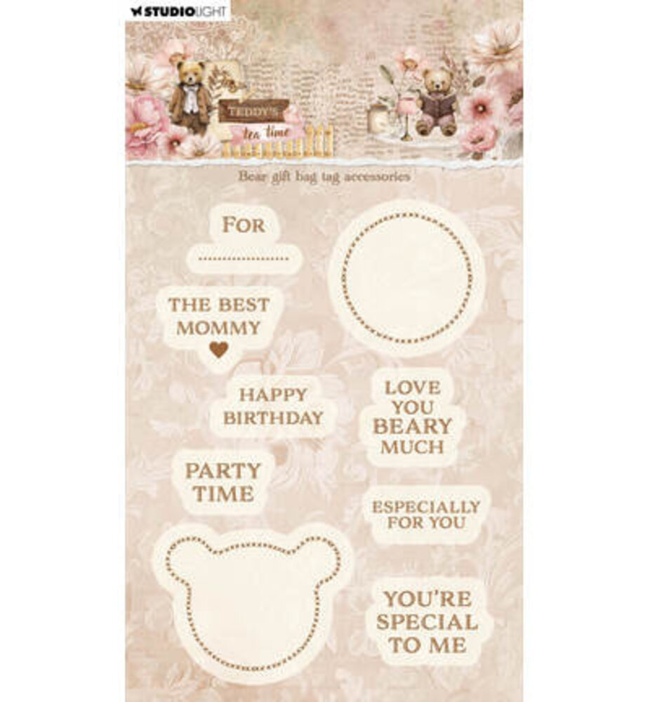 Studio Light PRE-ORDER Teddy's Tea Time Clear Stamp Bear Gift Bag Tag Accesories (SL-TTT-STAMP924)