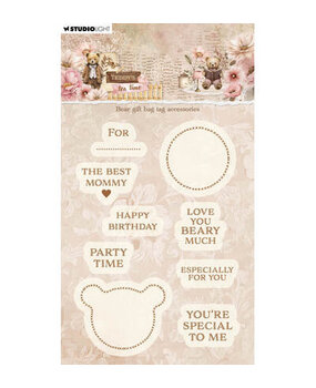 Studio Light PRE-ORDER Teddy's Tea Time Clear Stamp Bear Gift Bag Tag Accesories (SL-TTT-STAMP924)