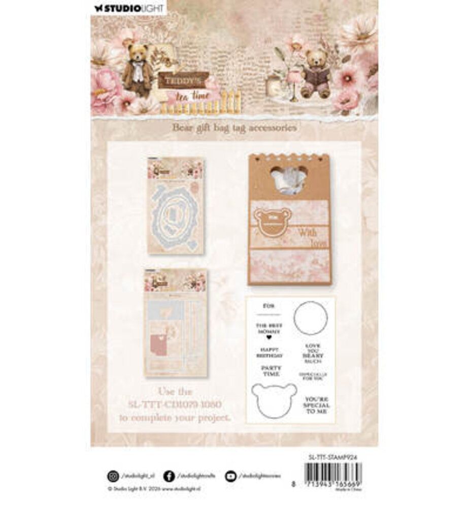 Studio Light Teddy's Tea Time Clear Stamp Bear Gift Bag Tag Accesories (SL-TTT-STAMP924)