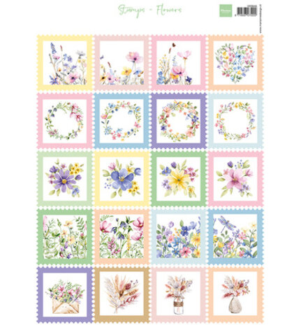 Marianne Design PRE-ORDER Knipvel A4 Stamp Flowers (VK9646)