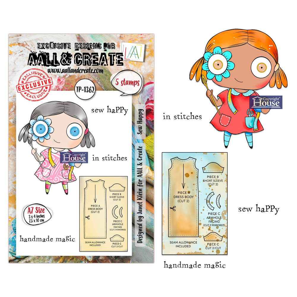 AALL and Create Clear Stamp Set A7 Sew Happy (AALL-TP-1362)