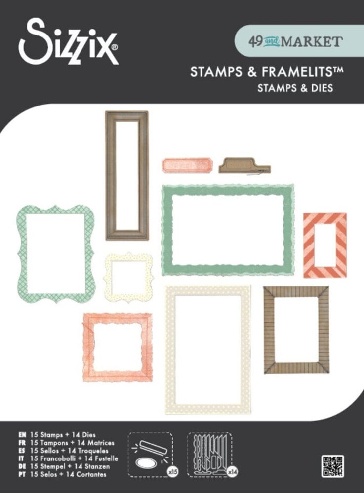 Sizzix 49 & Market Clear Stamps with Framelits Build-A-Frame (667056) Sizzix 49 & Market Clear Stamps with Framelits Build-A-Frame (667056)