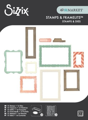 Sizzix 49 & Market Clear Stamps with Framelits Build-A-Frame (667056) Sizzix 49 & Market Clear Stamps with Framelits Build-A-Frame (667056)