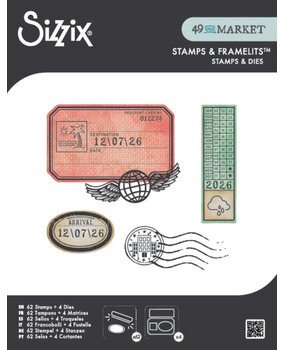 Sizzix 49 & Market Clear Stamps with Framelits Globetrotter's Mark (667060)