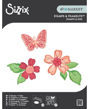 Sizzix 49 & Market Clear Stamps with Framelits Sweet Sprigs (667063)