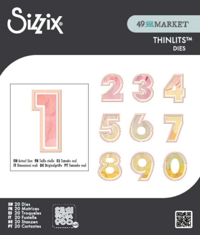 Sizzix 49 and Market Thinlits Die Set This or That 2 Inch Numbers (666952)