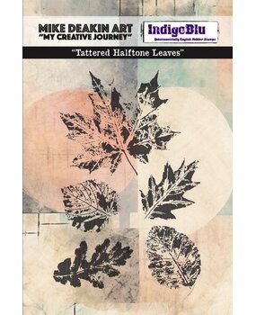 IndigoBlu Tattered Halftone Leaves A6 Rubber Stamp (IND1467)