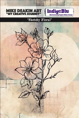 IndigoBlu Sketchy Floral A6 Rubber Stamp (IND1468)
