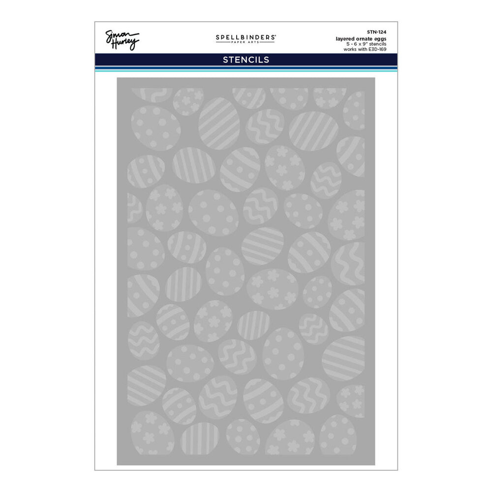 Spellbinders PRE-ORDER Happy Spring Layered Ornate Eggs Stencil (STN-124)