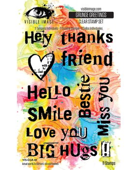 Visible Image Grunge Greetings A6 Stamp Set (VIS-GGR-01)