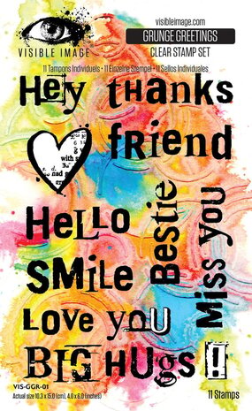 Visible Image Grunge Greetings A6 Stamp Set (VIS-GGR-01)