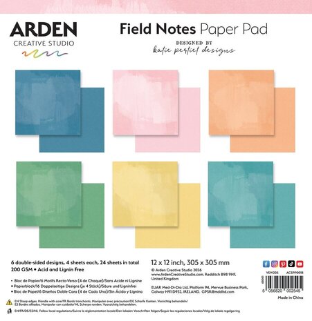 Arden Creative Studio Field Notes Solids 12x12 Inch Paper Pad (ACSPP0018)