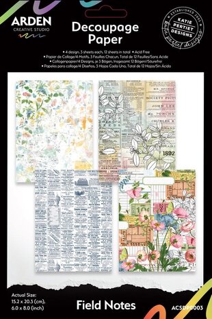 Arden Creative Studio Field Notes 6x8 Inch Decoupage Paper (ACSDP0003)
