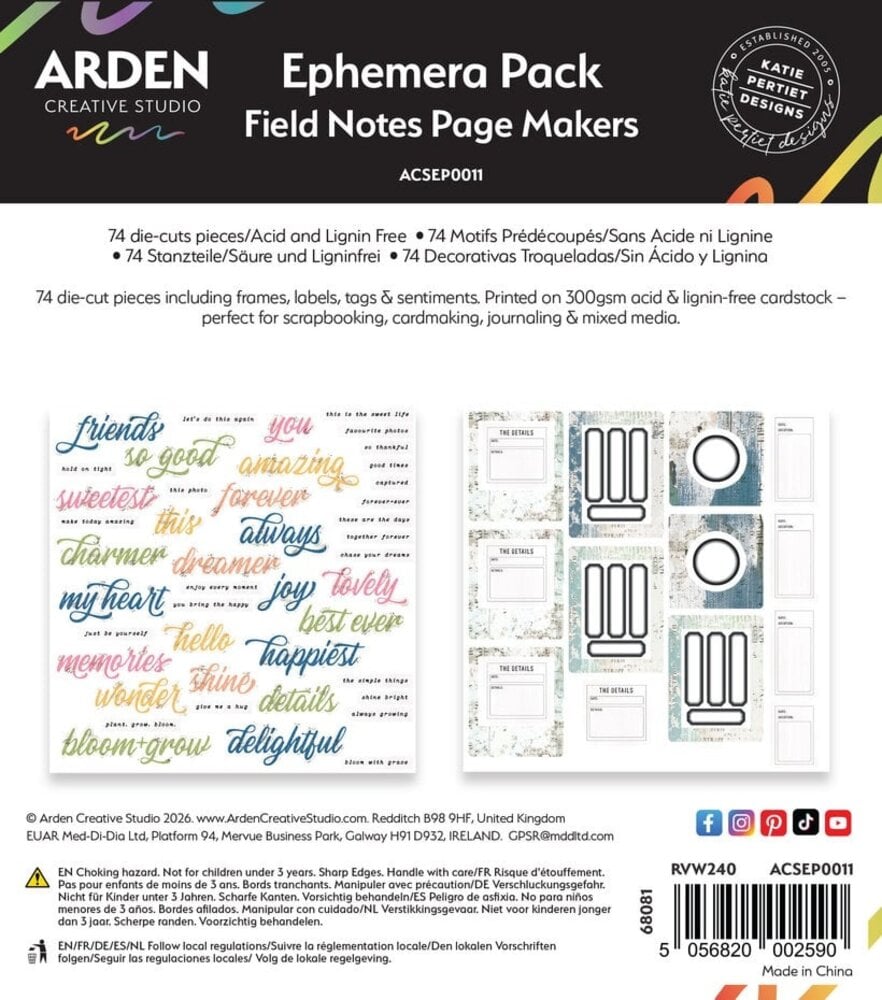 Arden Creative Studio Field Notes Page Makers Ephemera Pack (ACSEP0011)