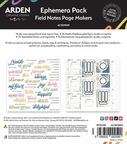 Arden Creative Studio Field Notes Page Makers Ephemera Pack (ACSEP0011)