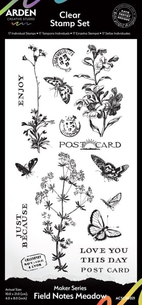 Arden Creative Studio Field Notes Meadow 4x8 Inch Clear Stamp Set (ACSCS0021)