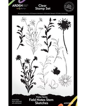 Arden Creative Studio Field Notes Stem Sketches 6x8 Inch Clear Stamp Set (ACSCS0022)