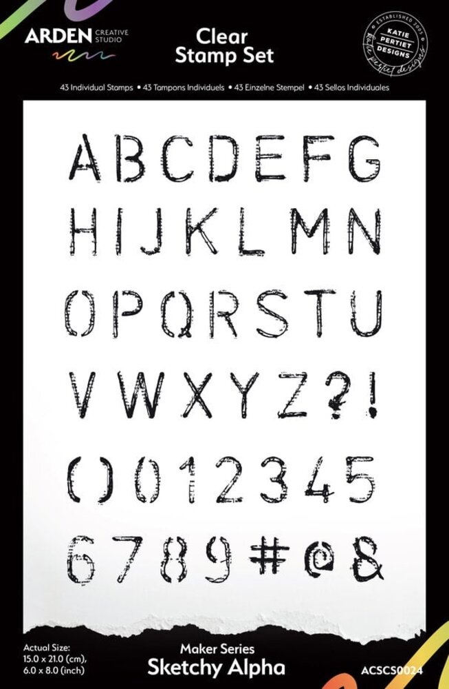 Arden Creative Studio Field Notes Sketchy Alpha 6x8 Inch Clear Stamp Set (ACSCS0024)
