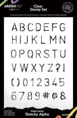 Arden Creative Studio Field Notes Sketchy Alpha 6x8 Inch Clear Stamp Set (ACSCS0024)