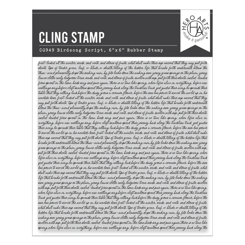 Hero Arts Spring Meadow Cling Stamp Birdsong Script (CG949)