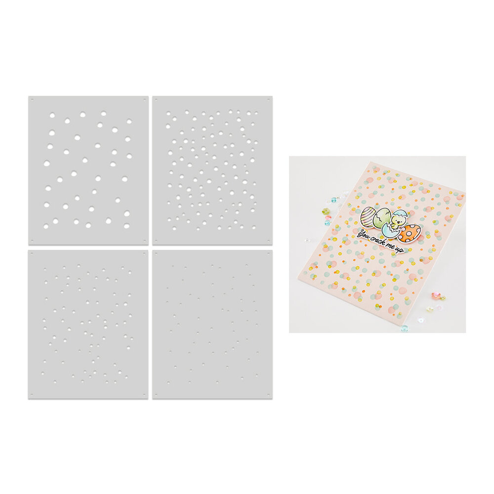 Hero Arts PRE-ORDER Eggstra Special Confetti Layering Stencils (SA322)