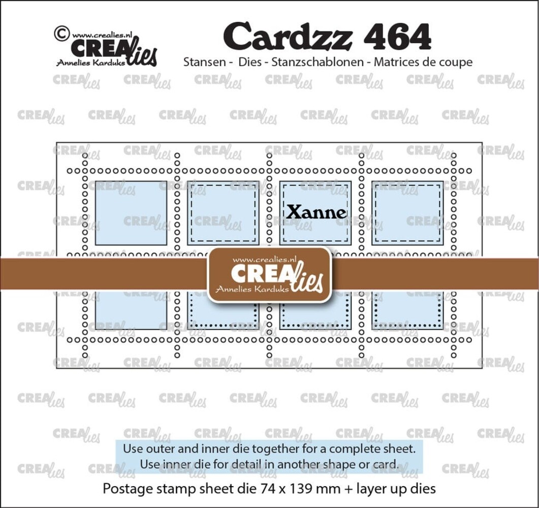 Crealies Cardzz Dies Mini Slimline Postzegelvel Xanne (CLCZ464)