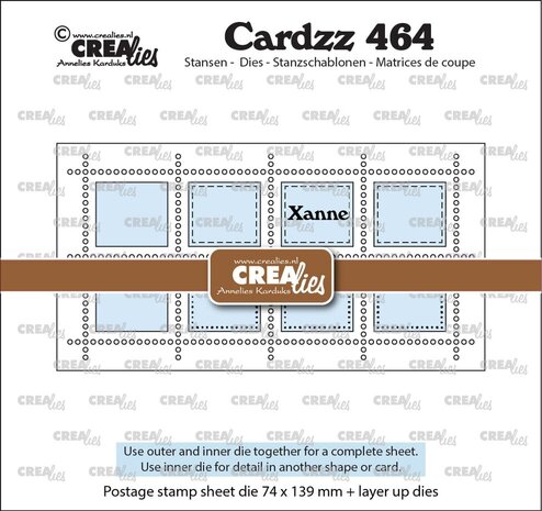 Crealies Cardzz Dies Mini Slimline Postzegelvel Xanne (CLCZ464)