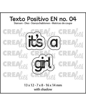 Crealies Texto Positivo Dies It's a Girl (POSEN04)