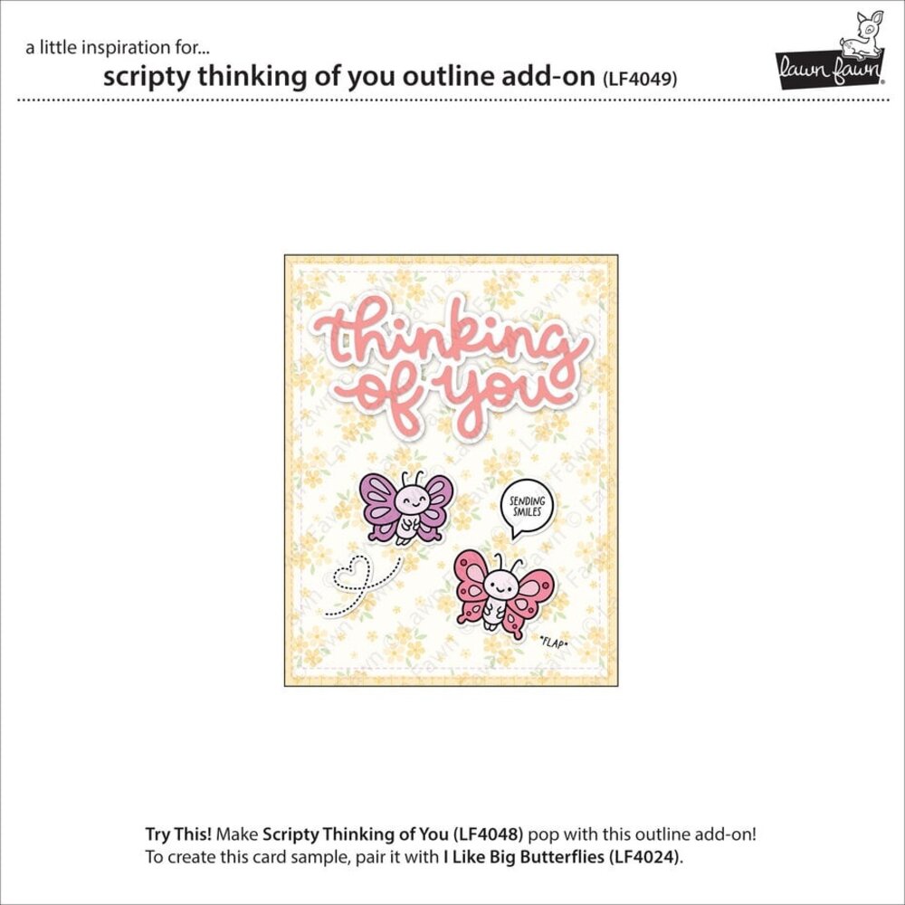 Lawn Fawn Scripty Thinking Of You Outline Add-On Dies (LF4049)
