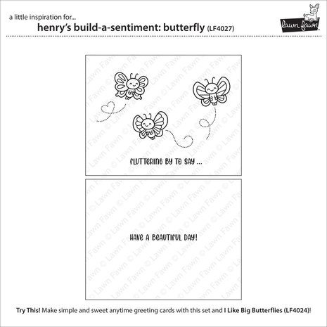 Lawn Fawn Henry's Build-A-Sentiment Butterfly Clear Stamps (LF4027)