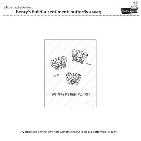 Lawn Fawn Henry's Build-A-Sentiment Butterfly Clear Stamps (LF4027)