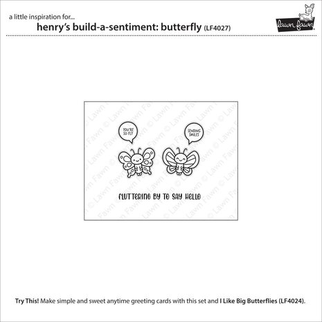 Lawn Fawn Henry's Build-A-Sentiment Butterfly Clear Stamps (LF4027)