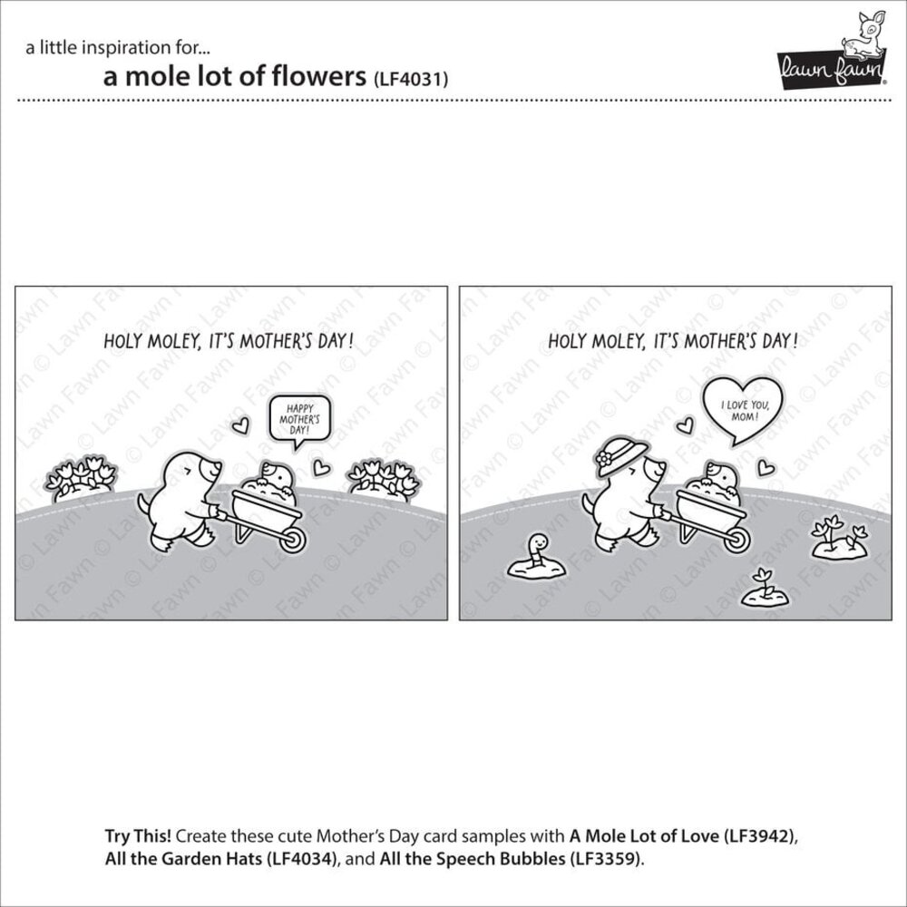 Lawn Fawn A Mole Lot Of Flowers Clear Stamps (LF4031)