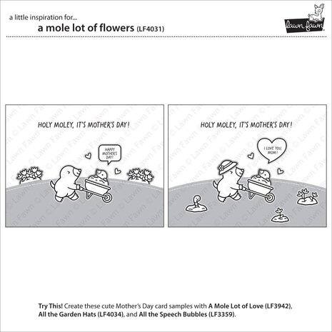 Lawn Fawn A Mole Lot Of Flowers Clear Stamps (LF4031)