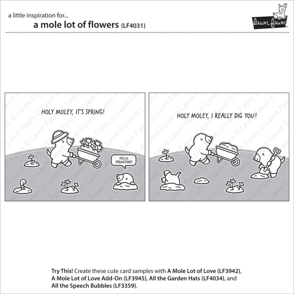 Lawn Fawn A Mole Lot Of Flowers Clear Stamps (LF4031)