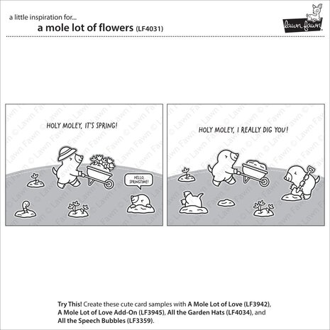 Lawn Fawn A Mole Lot Of Flowers Clear Stamps (LF4031)