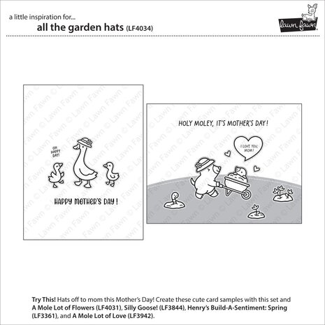 Lawn Fawn All The Garden Hats Clear Stamps (LF4034)