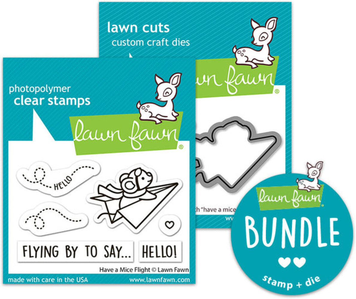 Lawn Fawn Have A Mice Flight Stamp & Die DUO (LF4041)