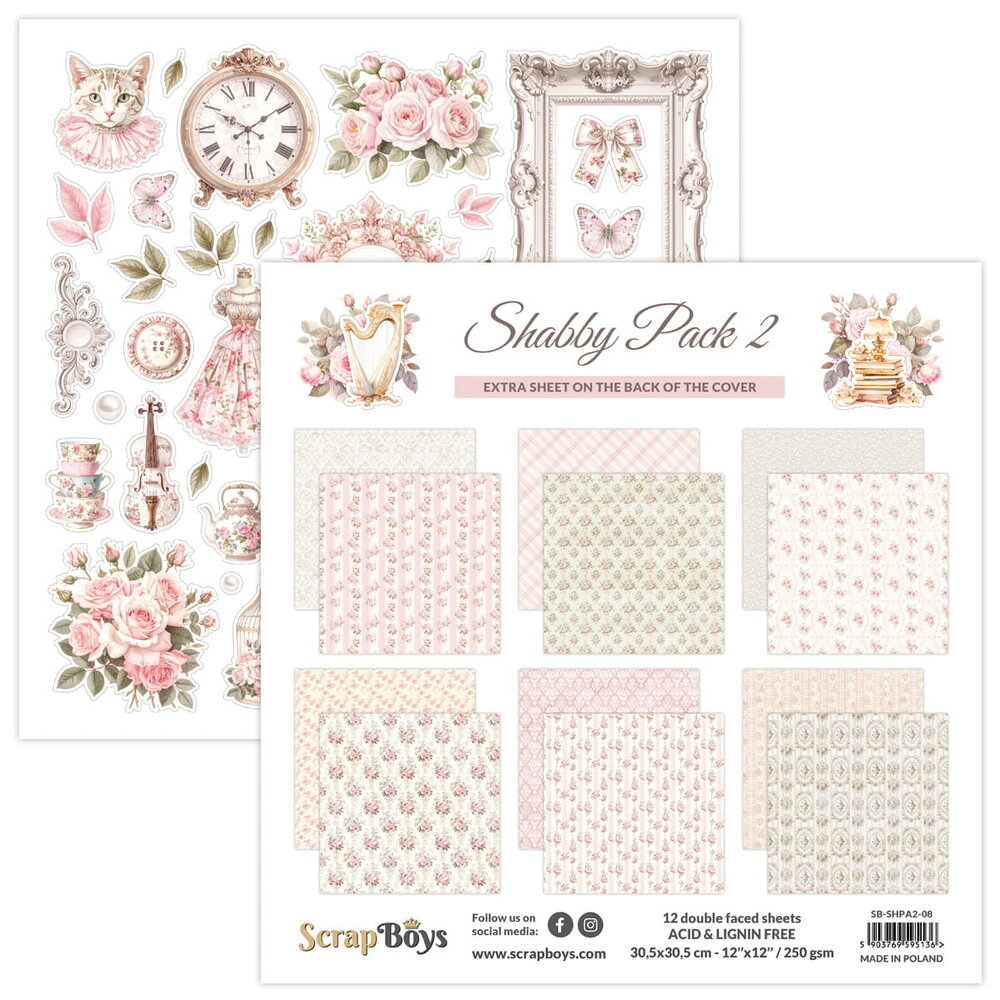 ScrapBoys PRE-ORDER Shabby Pack 2 12x12 Inch Paper Pad (SB-SHPA2-08)