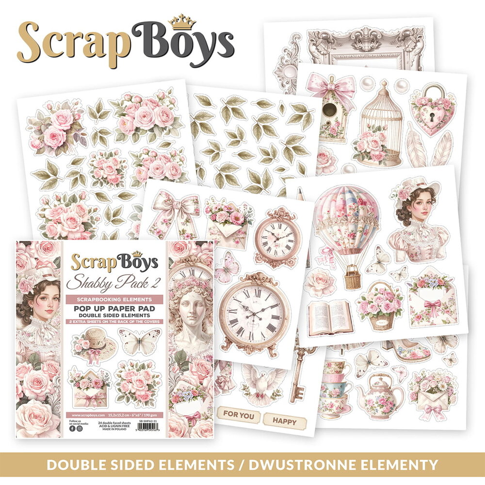 ScrapBoys PRE-ORDER Shabby Pack 2 6x6 Inch Pop Up Paper Pad (SB-SHPA2-11)
