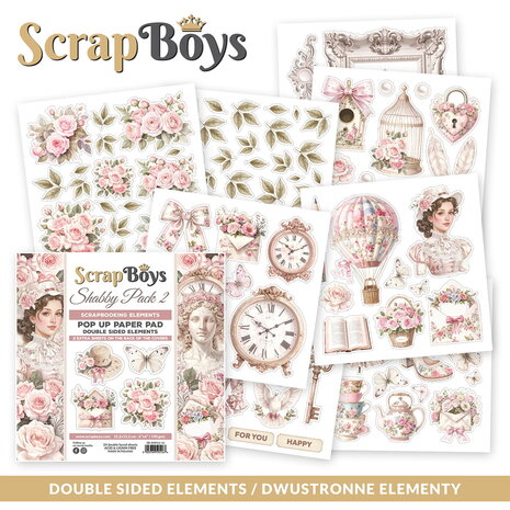 ScrapBoys PRE-ORDER Shabby Pack 2 6x6 Inch Pop Up Paper Pad (SB-SHPA2-11)