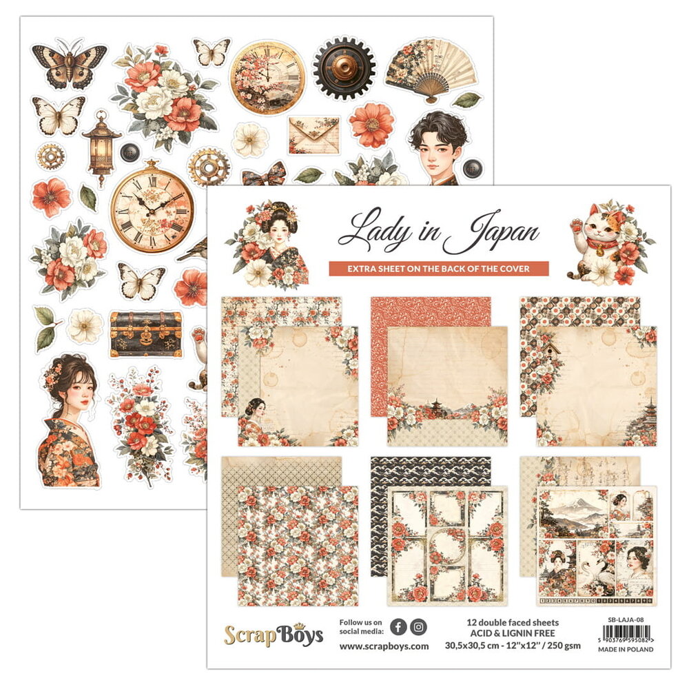 ScrapBoys Lady in Japan 12x12 Inch Paper Pad (SB-LAJA-08) ScrapBoys Lady in Japan 12x12 Inch Paper Pad (SB-LAJA-08)