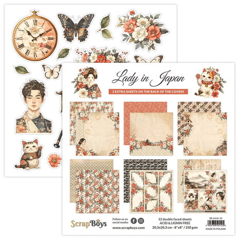 ScrapBoys Lady in Japan 8x8 Inch Paper Pad (SB-LAJA-10) ScrapBoys Lady in Japan 8x8 Inch Paper Pad (SB-LAJA-10)