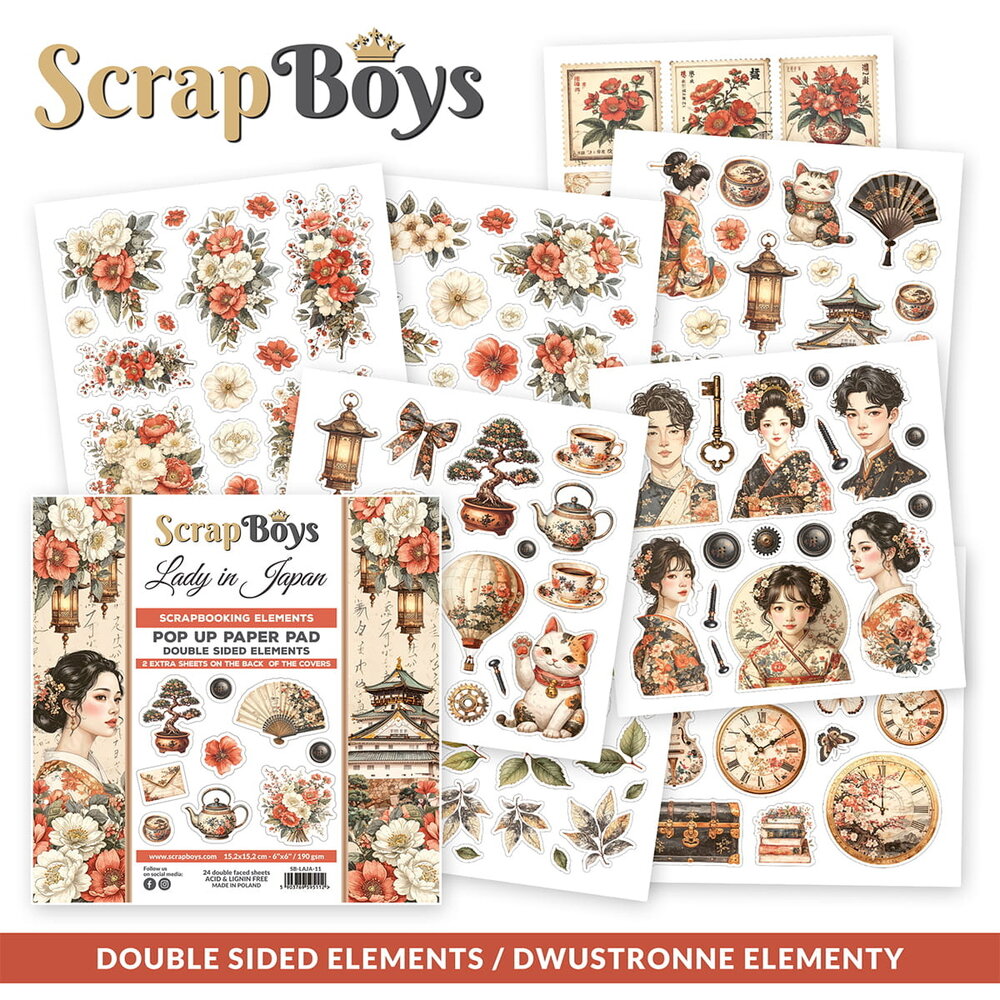 ScrapBoys Lady in Japan 6x6 Inch Pop Up Paper Pad (SB-LAJA-11)