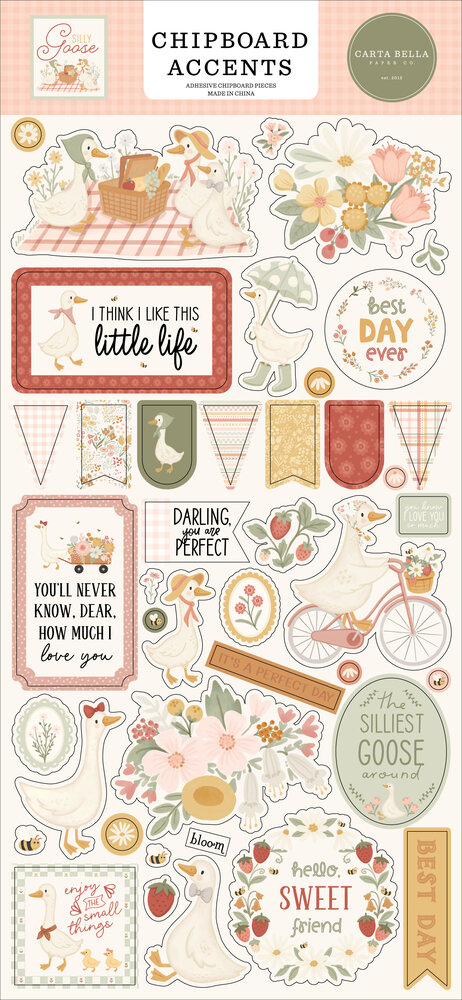 Carta Bella Silly Goose 6x13 Inch Chipboard Accents (CBGOO488021) Carta Bella Silly Goose 6x13 Inch Chipboard Accents (CBGOO488021)